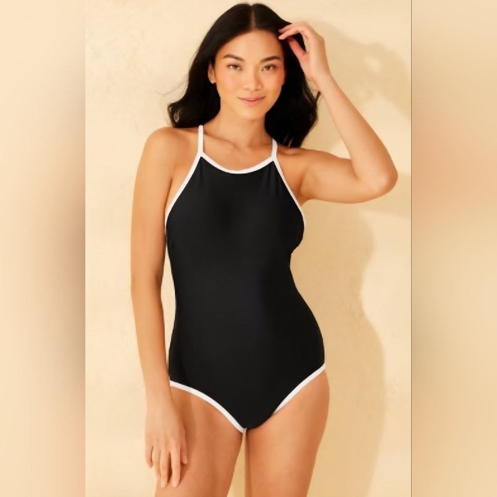 Shade & Shore Black and White One-Piece Swimsuit